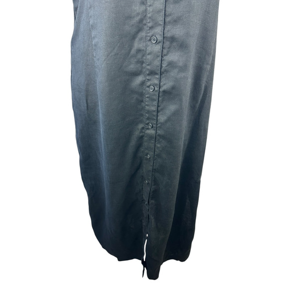 Embassy Row Pure Linen Button Up Shirt Dress Black Size 16 Lagenlook Minimalist - Picture 5 of 16